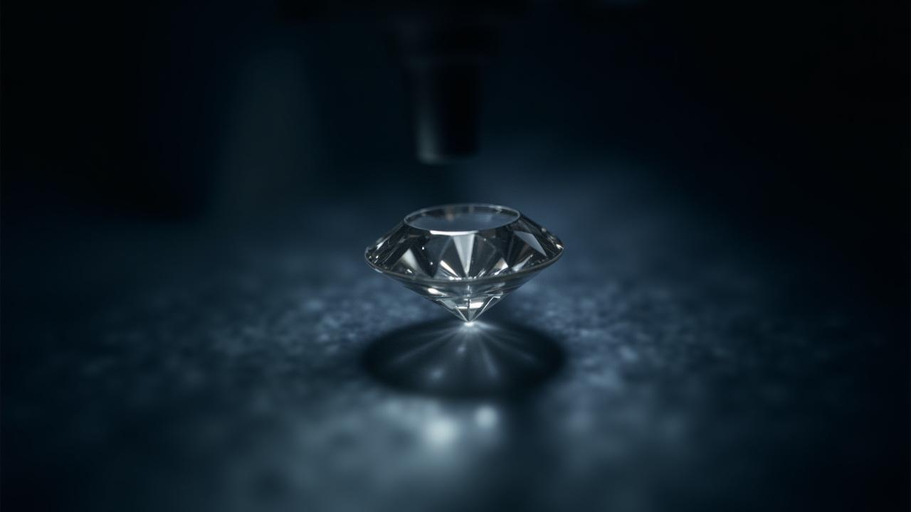 현미경으로 확대된 다이아몬드의 눈부신 모습